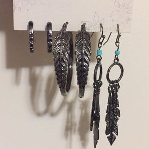 3 sets of Nickel free leaf earrings